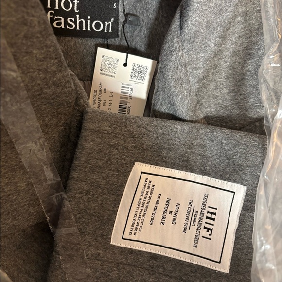 Gray Premium Wool Blend Long Coat - Picture 6 of 6